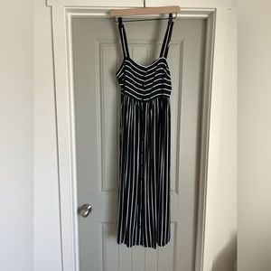 Striped button-up midi dress